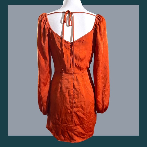NWT Forever 21 Orange Rusty Red long sleeve Dress Size Small - Picture 3 of 8